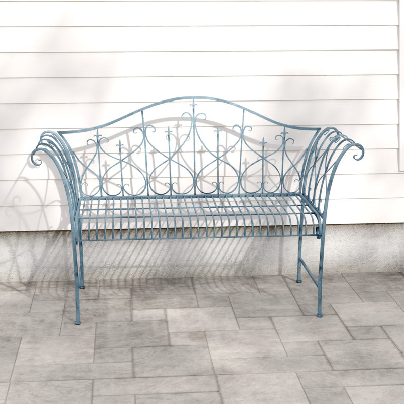 Miramar Steel Park Bench, Antique Blue
