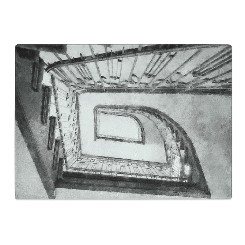 Tempered Glass Rectangular Staircase Chopping Board, 28.5 cm x 39 cm