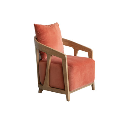 Rubberwood Accent Chair With Polyester Foam Cushion