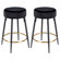 Seattle 15.4" Wide Modern Black Metal and Gray Velvet Bar Stools with Gold Footrest