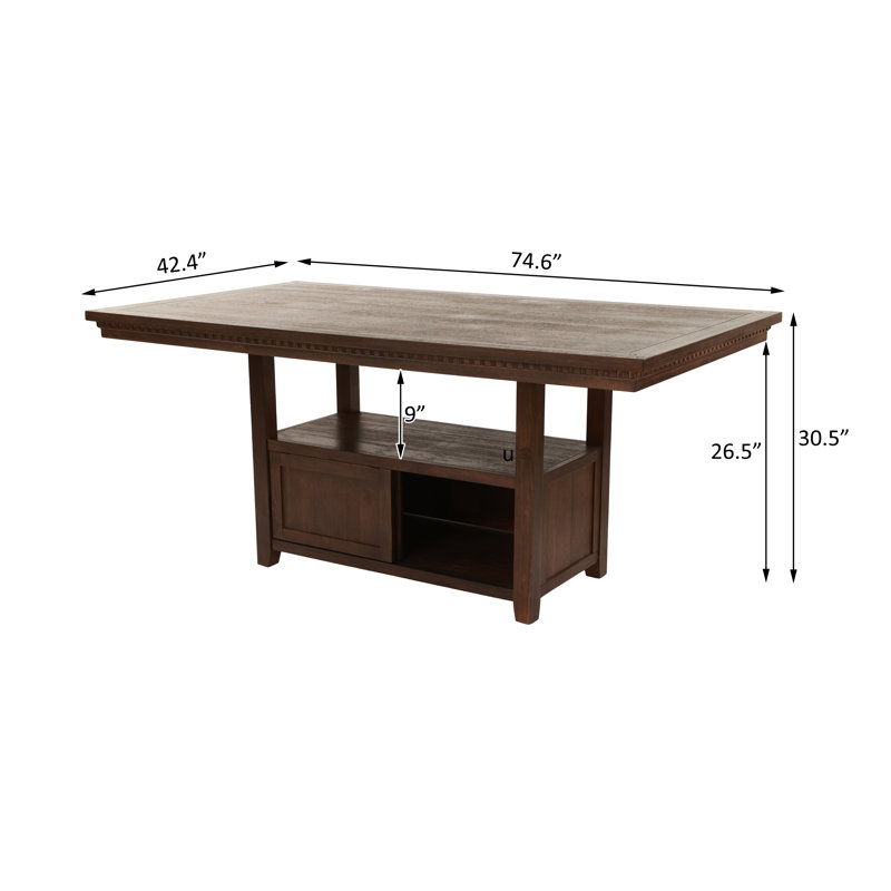 Echof 74.6'' L Rectangular Dining Table with Storage