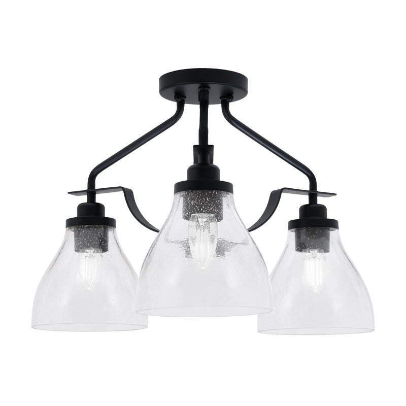Luminaire semi-encastré 3 lumières Odyssey au fini noir mat avec verre transparent de 6,25 po