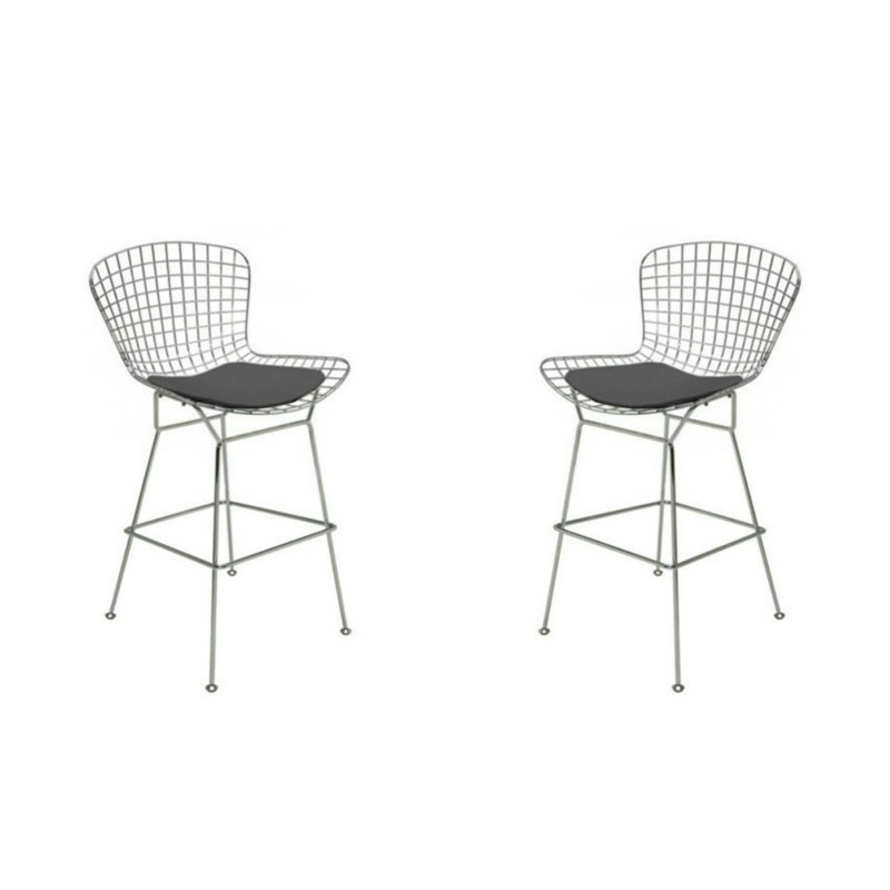 Tabouret de bar et de comptoir Aceves, Noir, Tabouret de comptoir (siège d'une hauteur de 26 p