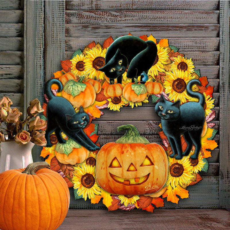 Couronne en bois Spooky Halloween 20 po