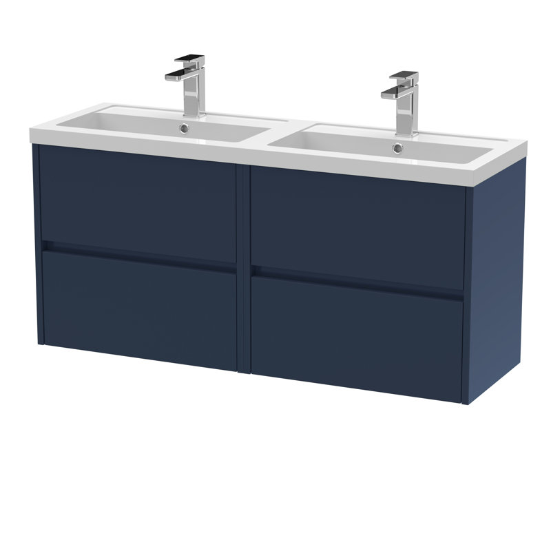 Havana 1205mm Double Bathroom Vanity with Drop In Poly Marble Basin