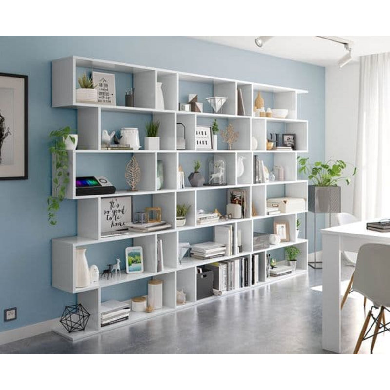Ayofemi Geometric Bookcase, White
