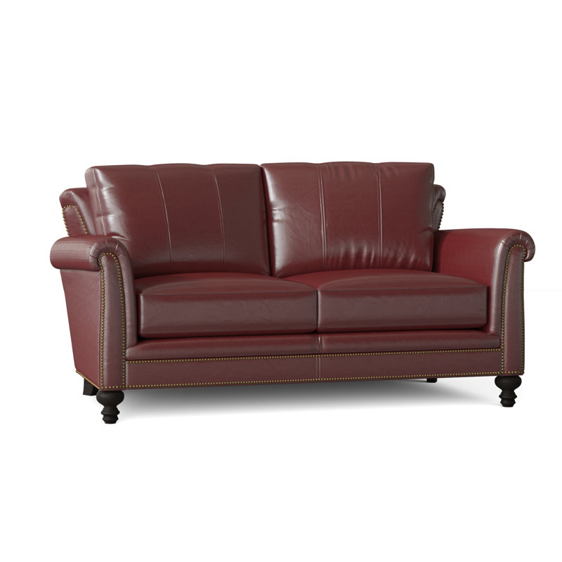Richardson Loveseat, Aline Fumo Genuine Leather, Cobblestone, French Natural