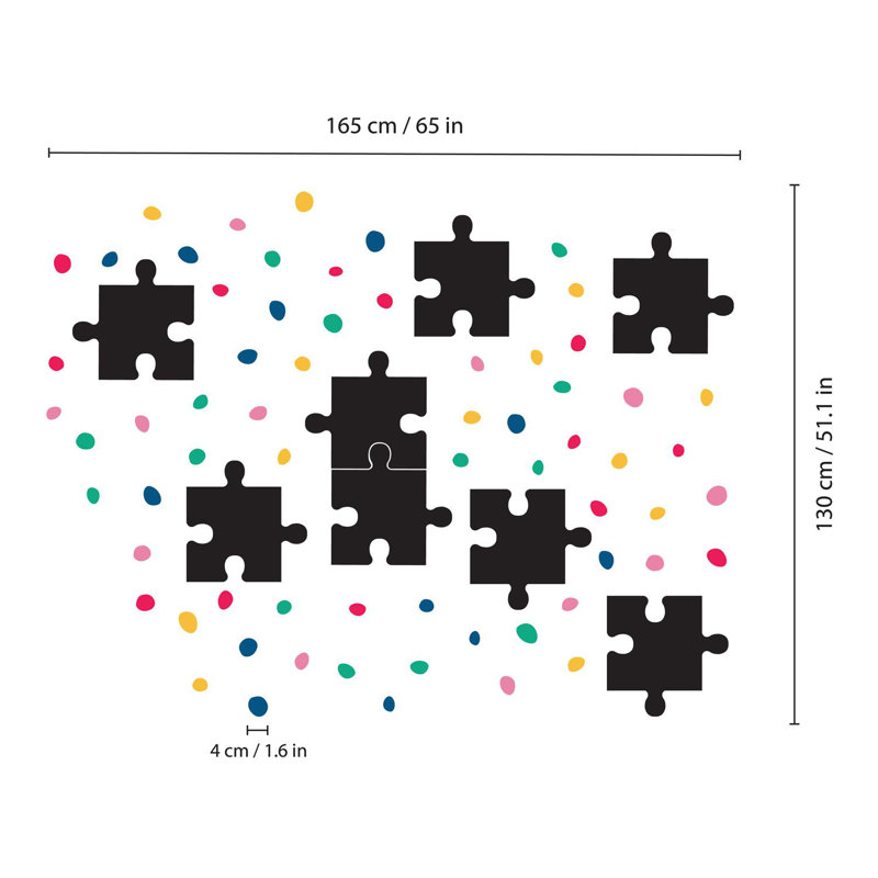  Chalkboard Puzzle With Colourful Dalmatian Dots Wall Decal