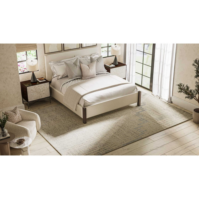 Cliffside Flatweave Wool Geometric Area Rug in Ice Blue/White, Rectangle 8' x 10'