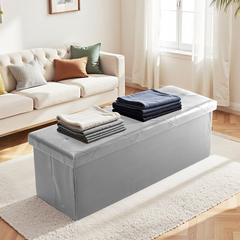 Banc de rangement pliable, Gris, Gris