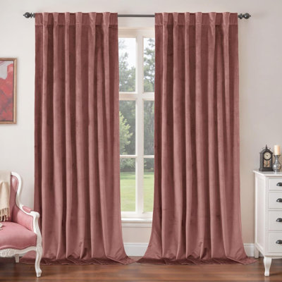 Rideaux en velours rose 84 po, ensemble de 2 panneaux