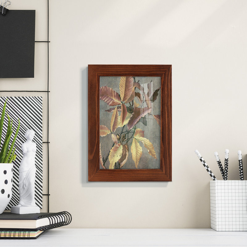 Ancien automne I encadré sur papier, L 6 po x H 8 po x P 1 po, Cadre châtaignier
