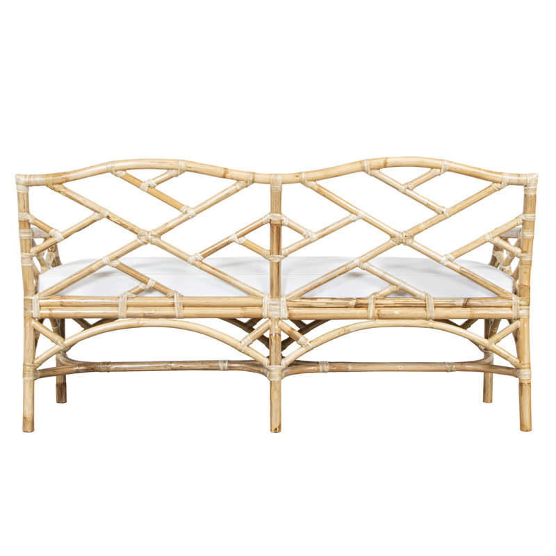 Chippendale Upholstered Bench, Natural