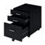 Armoire rectangulaire noire et mobile, 3 tiroirs, plateau de 15 mm, assemblé, 5 roulettes, remplit les aspirations de rangement de bureau - tiroir épais idéal pour la planification de bibliothèque