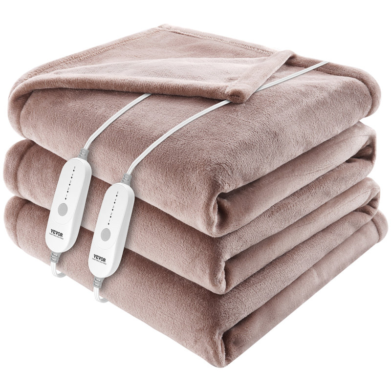 Jeté en flanelle électrique chauffant, L 90 po x L 100 po, Rose