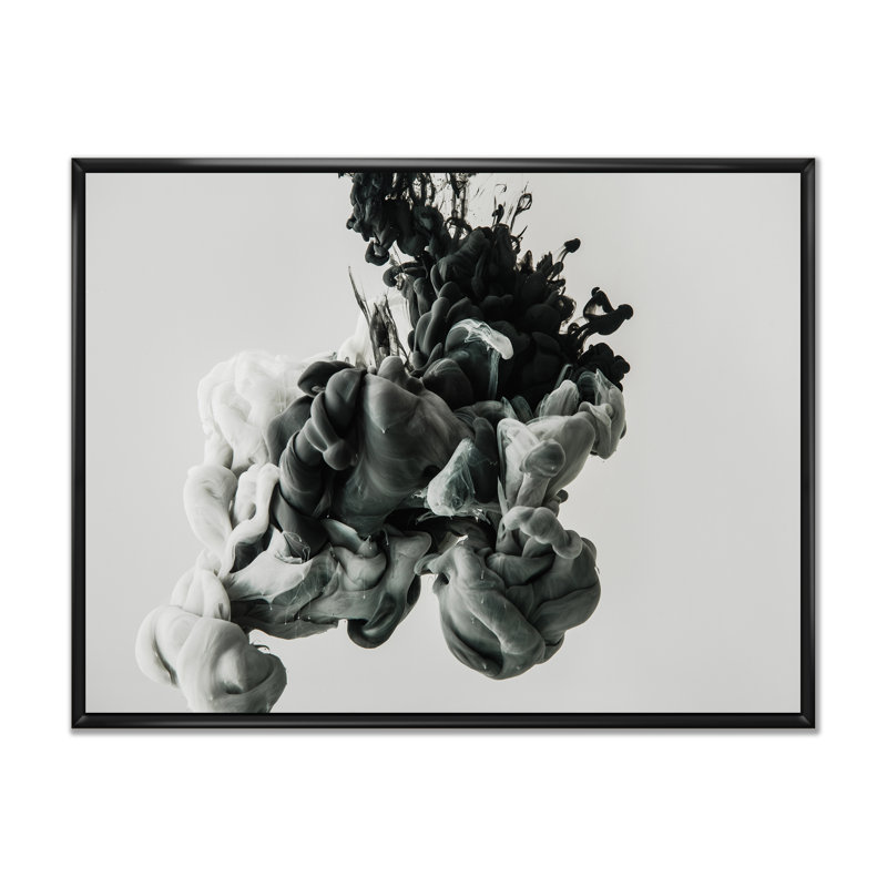 Black And Grey Mixed Liquid Ink V Black And Gray Mixed Liquid Ink V - Graphic Art on Canvas