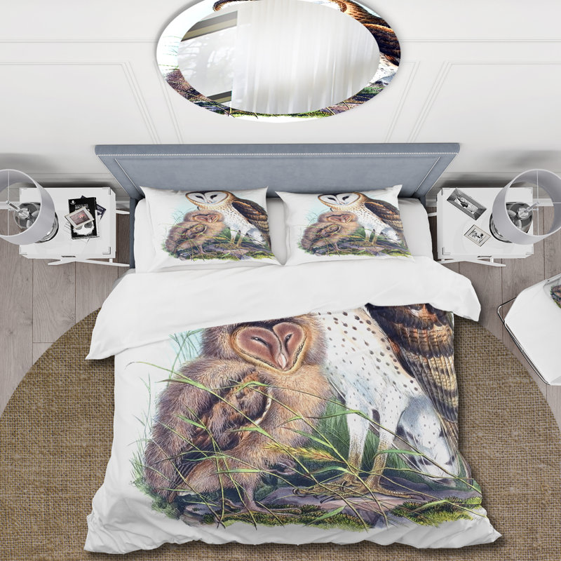 Ensemble de housse de couette traditionnel Vintage Birds I - microfibre de polyester