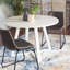 Ensemble de salle à manger rond, table de salle à manger avec tréteaux et chaises élégantes-356301574-356301571