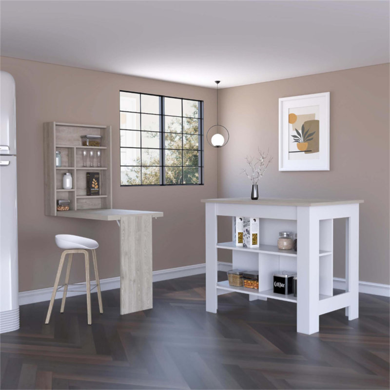 Wilmington 2-Piece Kitchen Set, Multi-Functional Island and Table for Enhanced Storage and Workspace