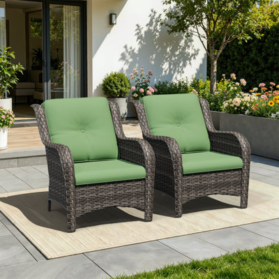 Ensemble de 2 chaises longues d'extérieur en osier pour patio