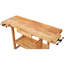 Établi en bois de 55 po, banc de travail du bois robuste avec poignée réglable, banc de travail de table avec capacité de charge de 300 lb avec rangement pour garage, atelier et rangement