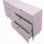 Commode Tyra, 6 tiroirs, pieds dorés, motif chevron rose brillant
