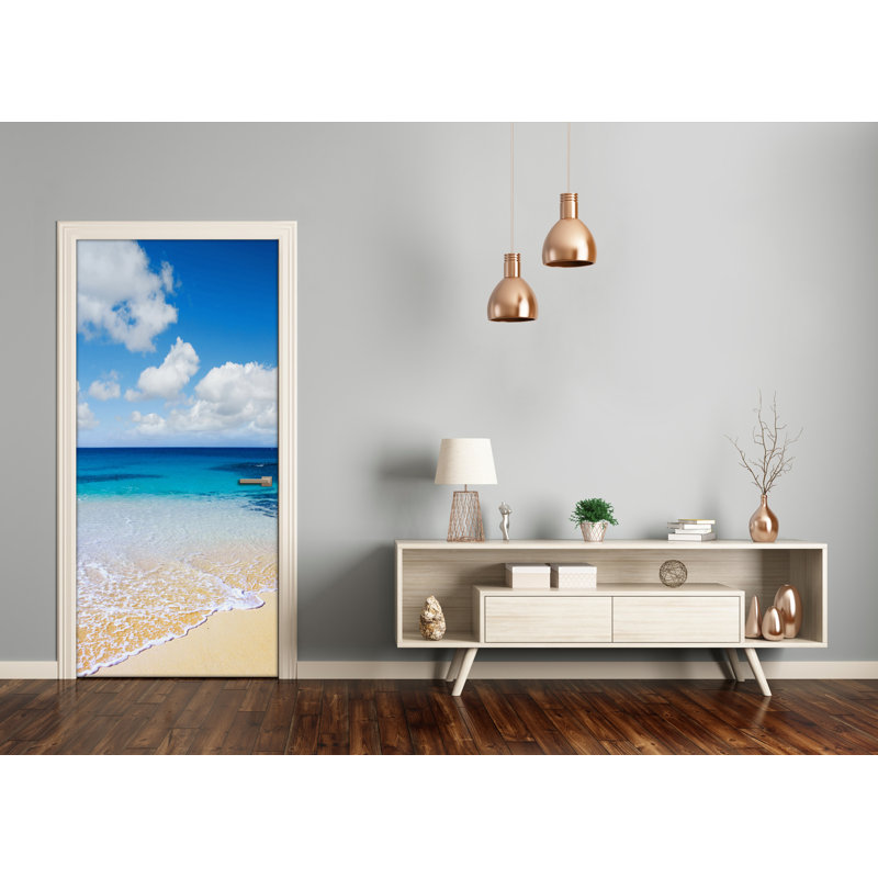 Tropical Beach Door Decal