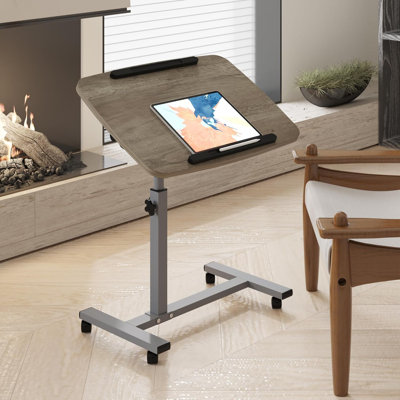 Table de lit surélevée avec roulettes - Bureau de lit d'hôpital réglable en hauteur avec plateau inclinable