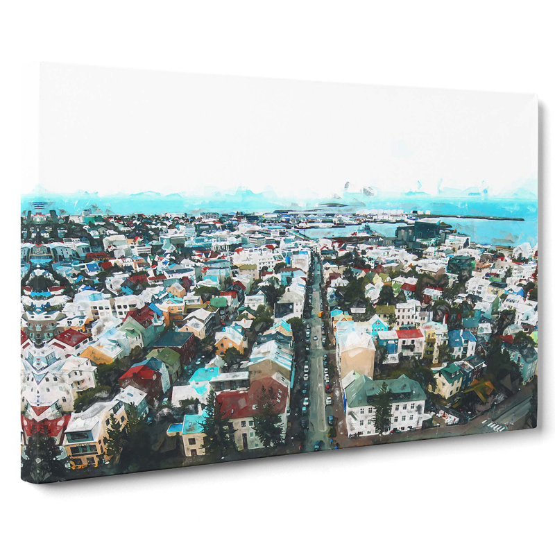 View Of Reykjavik In Iceland In Abstract - Wrapped Canvas Print, 50cm H x 76cm W x 3cm D