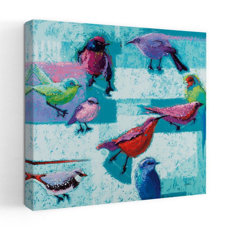 Art d'oiseau contemporain abstrait Odd Flock, H 48 po x l 48 po