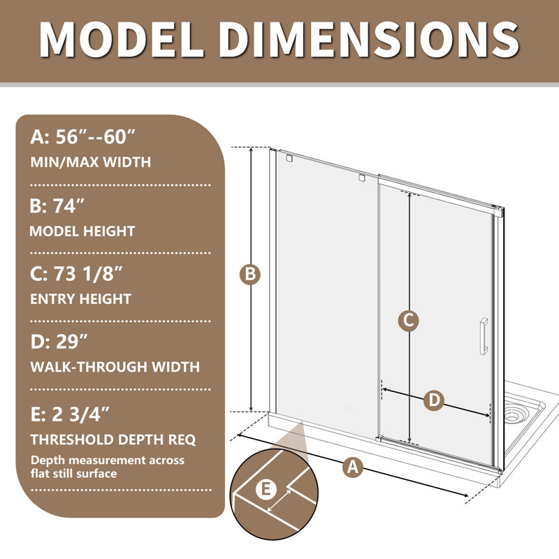 60 in. Matte Black Frameless Sliding Glass Shower Door