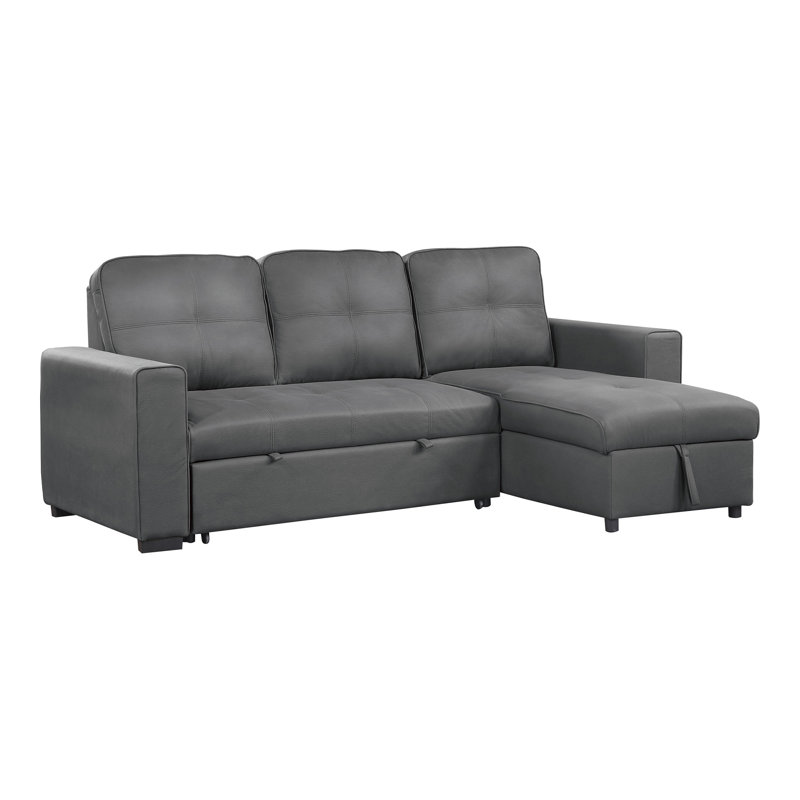 Annaliese Upholstered L-Shaped Sectional, Gray Microfiber, Left Hand Facing