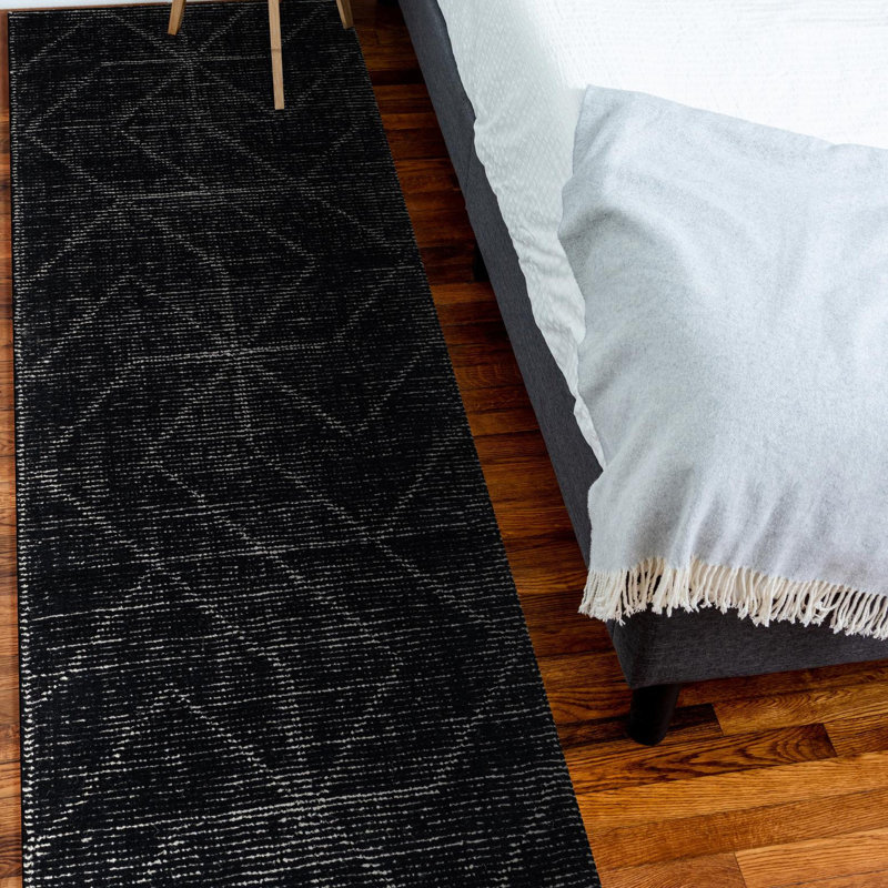 Tapis géométrique en laine touffeté à la main Cyndle, Tapis de couloir 2 pi x 5 pi 1 po