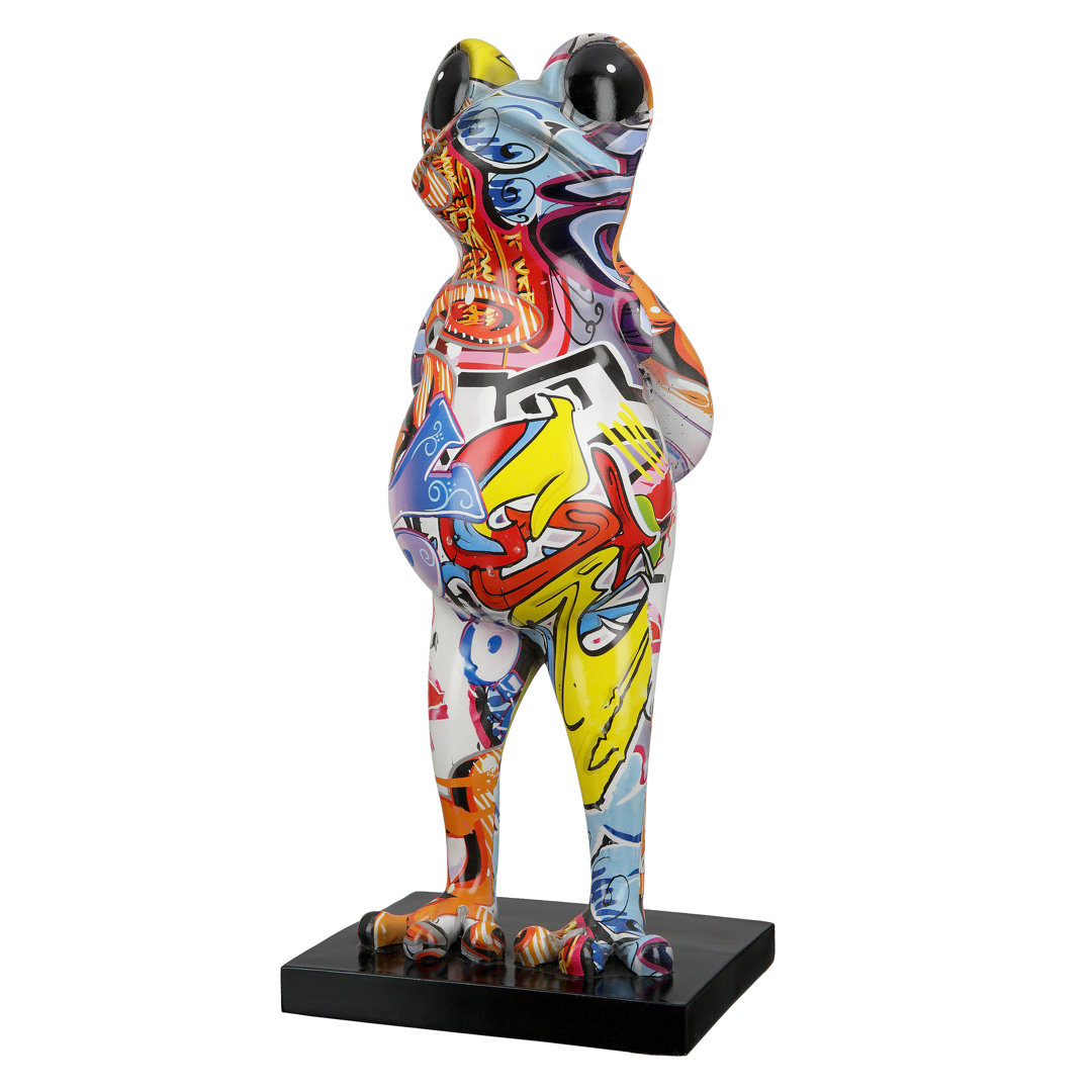 Skulptur Frosch Street Art Blau Bunt