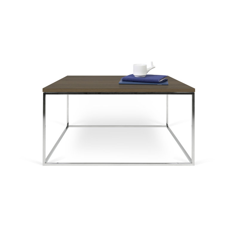 Linkous Solid Coffee Table, Chrome, Walnut