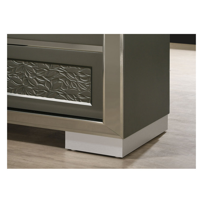 Table de chevet contemporaine gris foncé avec tiroir doublé de feutre