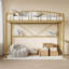 Lit mezzanine simple, structure de lit mezzanine en métal robuste avec garde-corps arqué et échelle de sécurité, peu encombrant, sans sommier tapissier-832732787