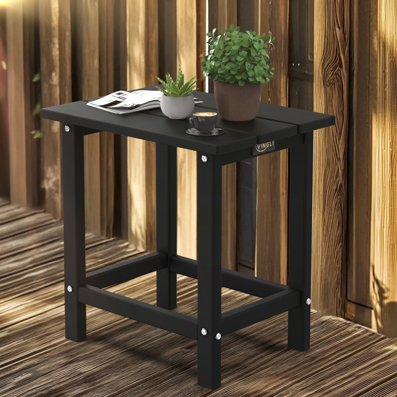 Table d'appoint de patio en PEHD, Noir, noir, noir, noir