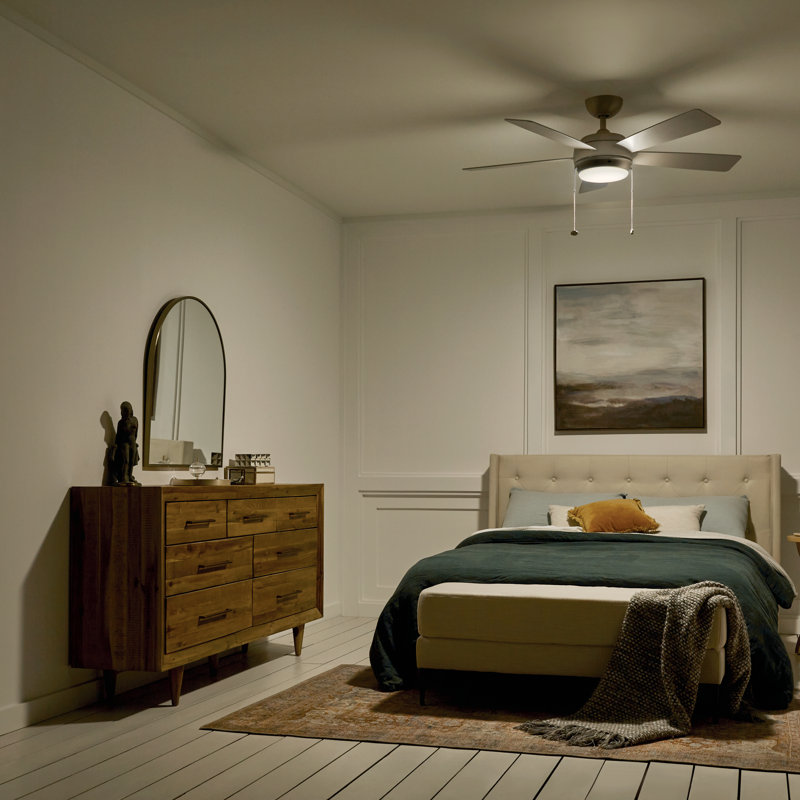 Starkk 52'' Ceiling Fan with LED Lights, Brushed Nickel with Silver Blades