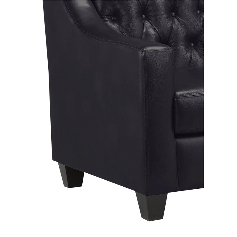 Canapé en cuir Debolt, Cuir synthétique noir
