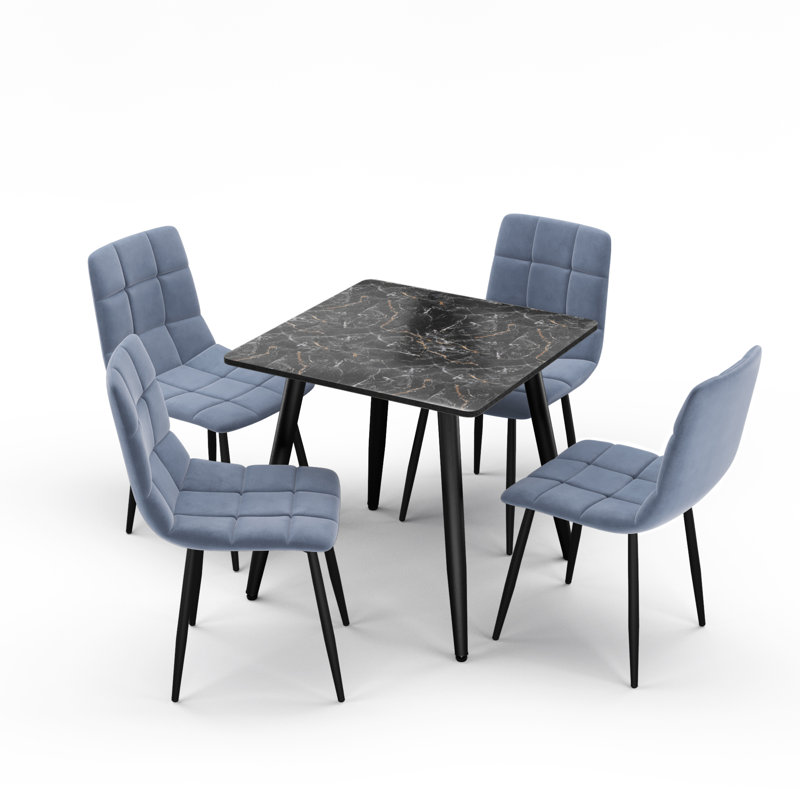 Curtice 4 - Person Dining Set, Blue, Black