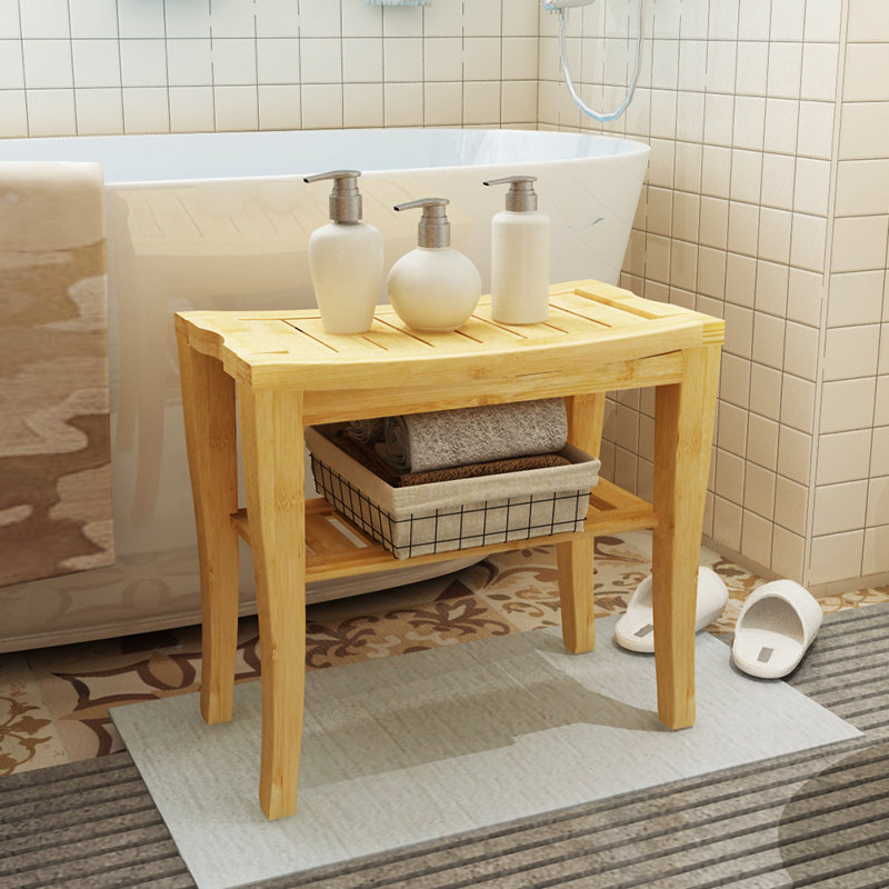 Thacker 18.7'' W Bamboo Shower Bench, Brown