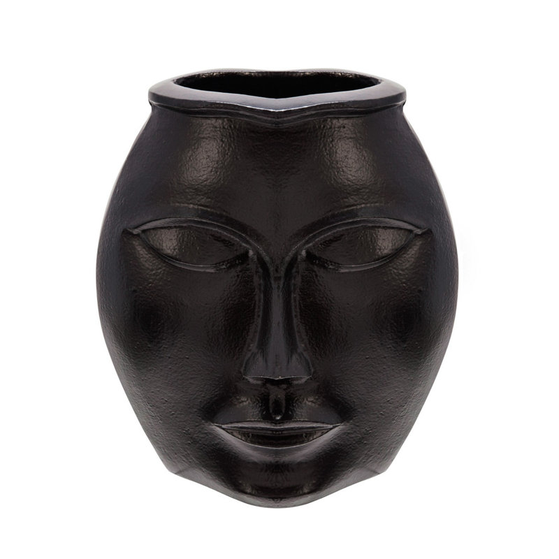 Vase en métal, H 11 po x l 9 po x P 5 po, Argenté