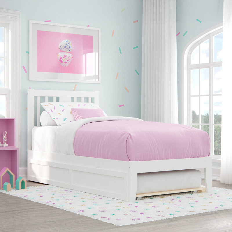 Zosia Solid Wood Storage Platform Bed, Twin, White