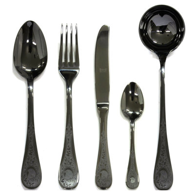 Diana Flatware Set - 49 Pieces - Black Gold