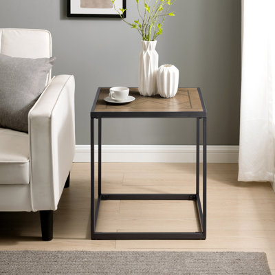 Square End Table with Parquet Top