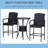 Rattan Wicker Bar Set For 3 PCS With Ice Buckets, Patio Furniture With 1 Bar Table And 2 Bar Stools For Poolside, Backyard, Porches