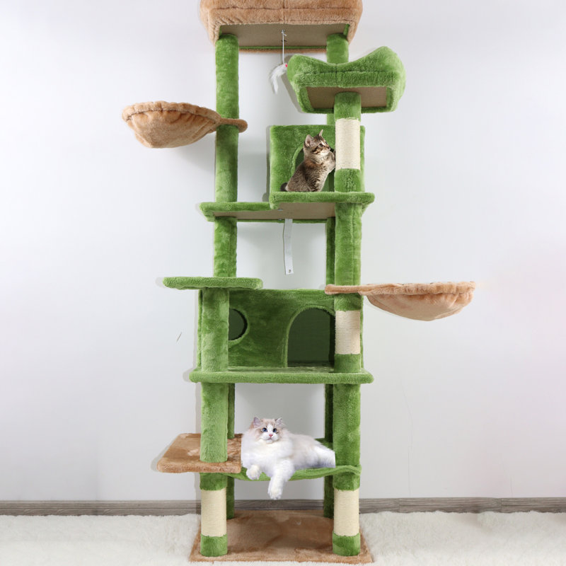 Arbre à chat 68 pouces à 6 niveaux avec coussins amovibles pour un espace propre et frais, poteaux à griffer affûtant les griffes, hamacs confortables et confortables, tour autoportante, 50 69 grands, particules