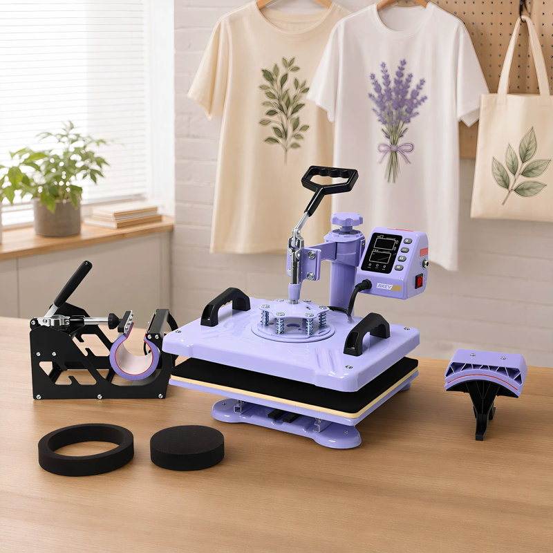 Presse à chaleur 5 en 1 pour t-shirts Presse à chaleur numérique pivotante combinée 12 "x 15" Presse à chemises rotative à 360 degrés Sublimation