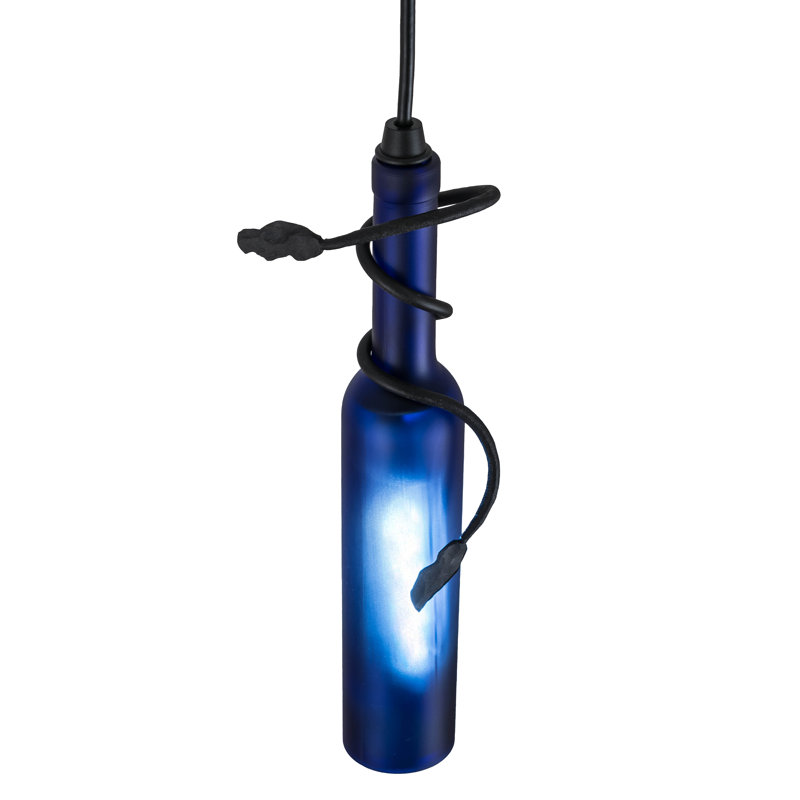Greenbriar Oak 1 - Light Pendant, Frosted Blue, 84" H x 4" W x 4" D
